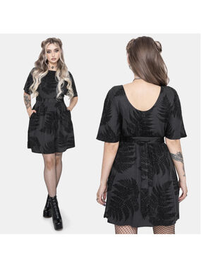 Disturbia Ruin Fern Printed Tie Back Mini Dress - Grey sz 14